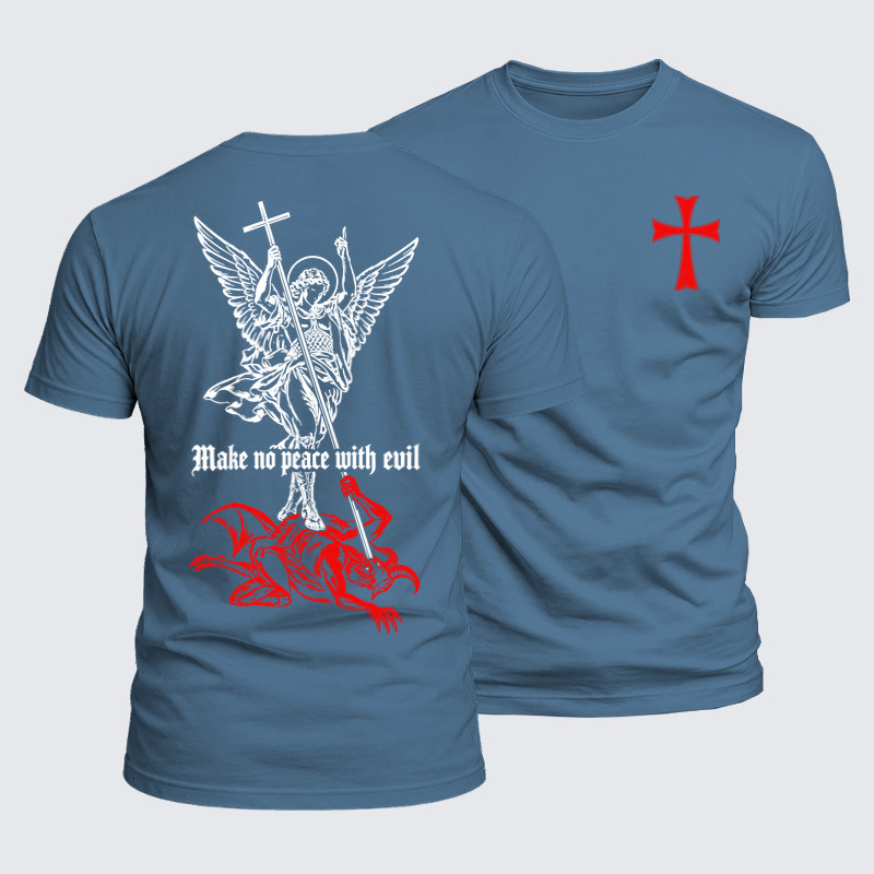 Luxe Mercerized Cotton Tee -Make No Peace with Evil – Saint Michael