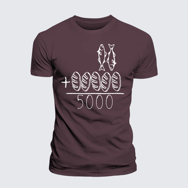 2 Fishes 5 Breads Jesus Feeds The 5000 Jesus God Christian Premium Mercerized Cotton Tee
