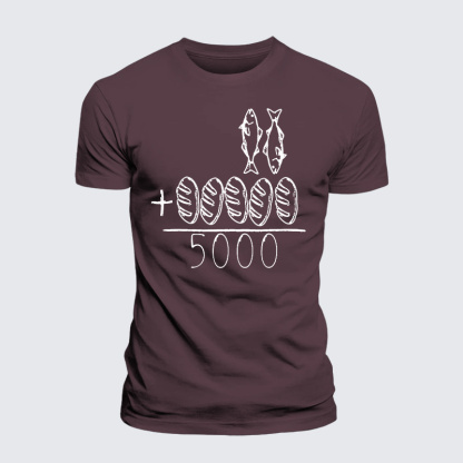2 Fishes 5 Breads Jesus Feeds The 5000 Jesus God Christian Premium Mercerized Cotton Tee