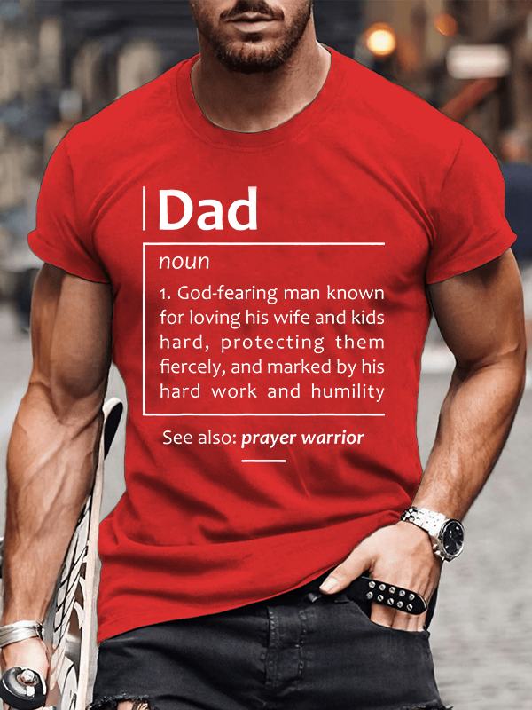 Classic Cotton Tee - Christian Dad Definition Christmas Fathers Day Daddy Husband Prayer Warrior -soulsbelief