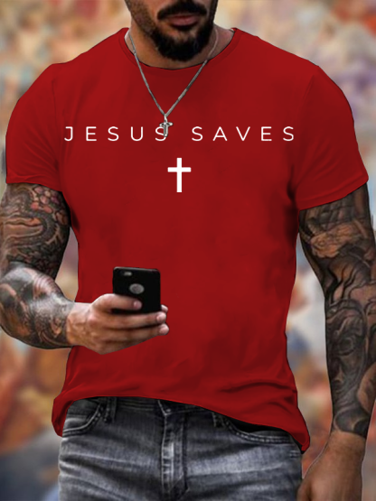 Jesus Saves Christian Cotton T-Shirt