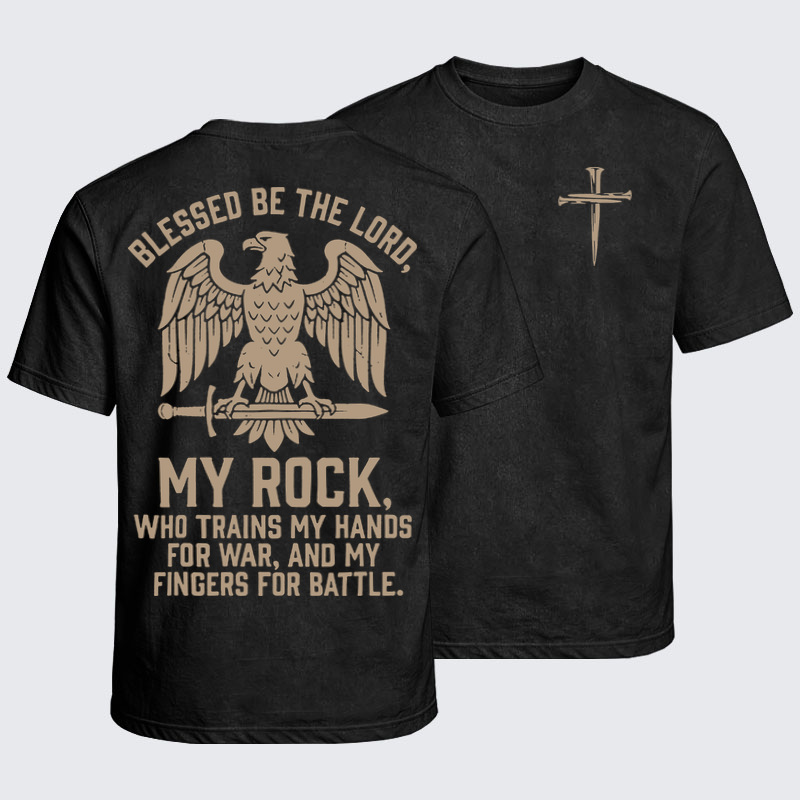 Washed T-Shirt - Blessed Be The Lord - Black (front and back)