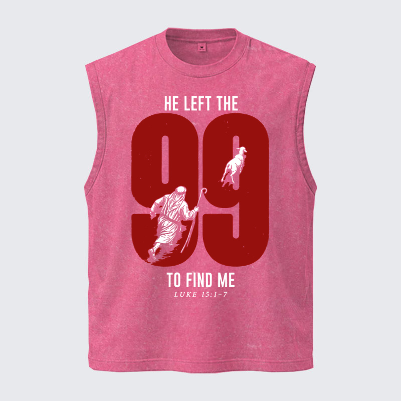 Washed Tank Top - He Left The 99 To Find Me - Pink (front)