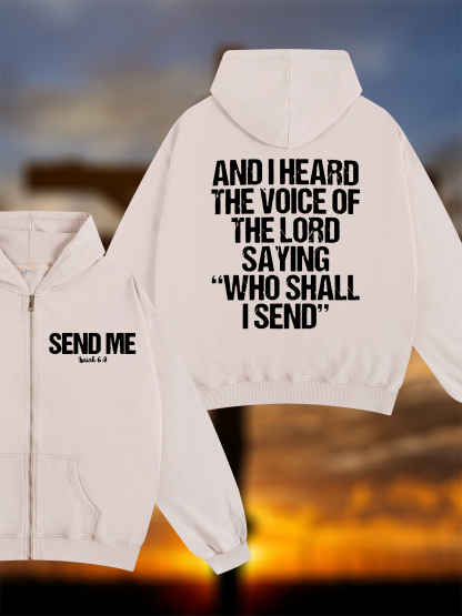 Send Me Isaiah 6:8 Jesus God Christian Washed Zip-Up Hoodie