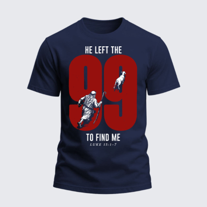 Heavyweight Cotton Tee - He Left The 99 To Find Me - Navy Blue (front)