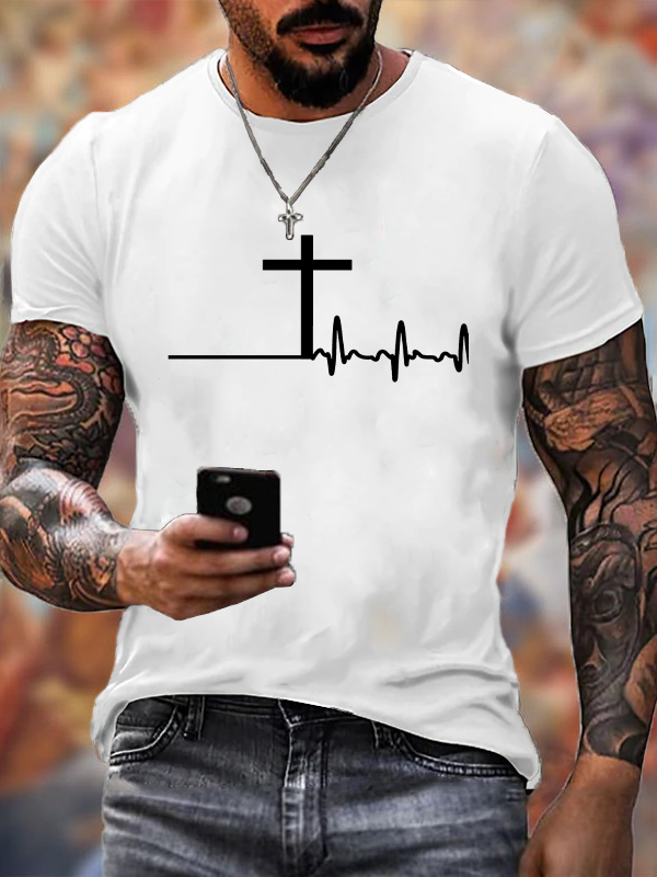 ECG Cross Cotton Crew Neck T-shirt