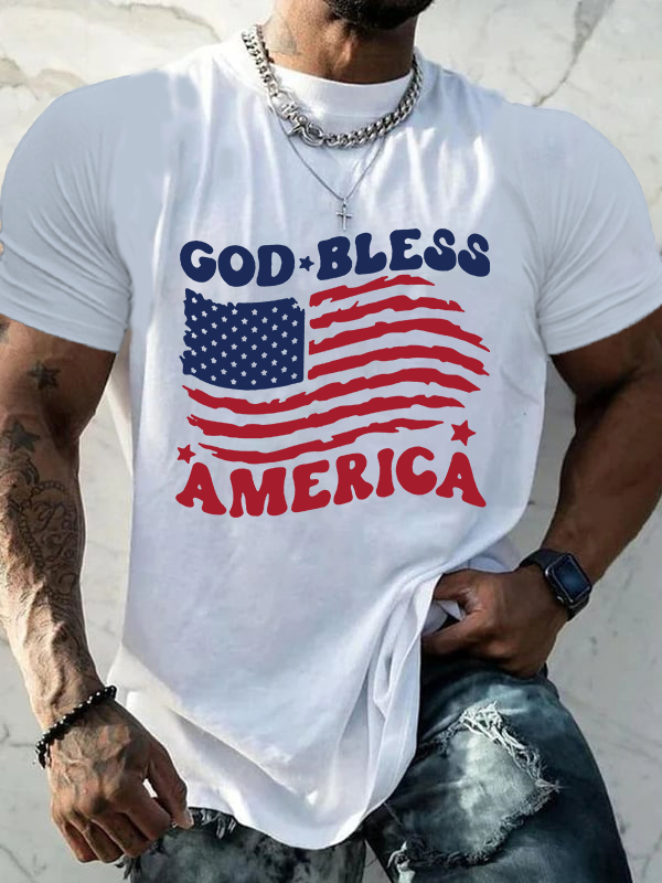 God Bless America Christian Cotton T-Shirt