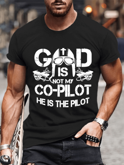  God Is My Pilot Christian Cotton T-Shirt