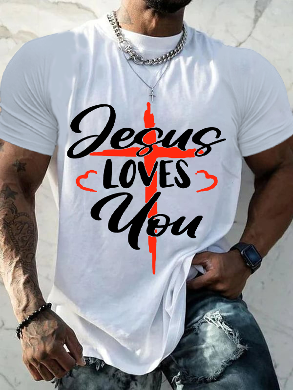 Jesus Loves You Christian Cotton T-Shirt