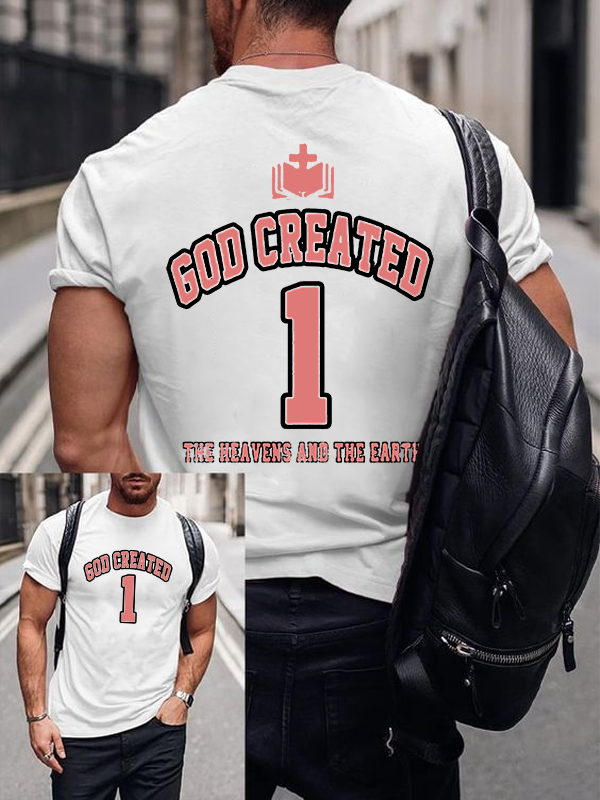 God Created The Heavens And Earth Christian Cotton T-Shirt