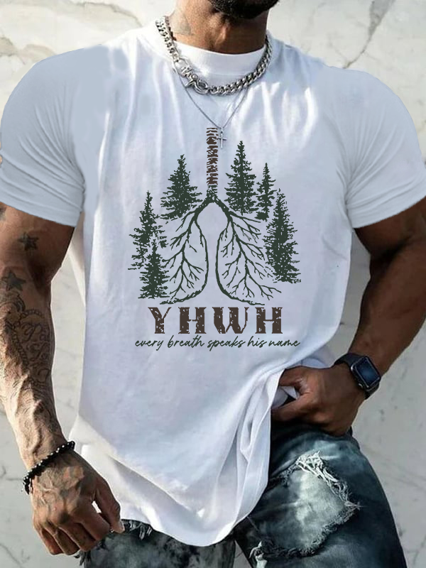 Every Breath Speaks His Name Christian Cotton T-Shirt