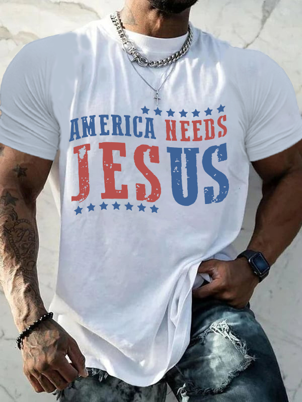 America Needs Jesus Christian Cotton T-Shirt