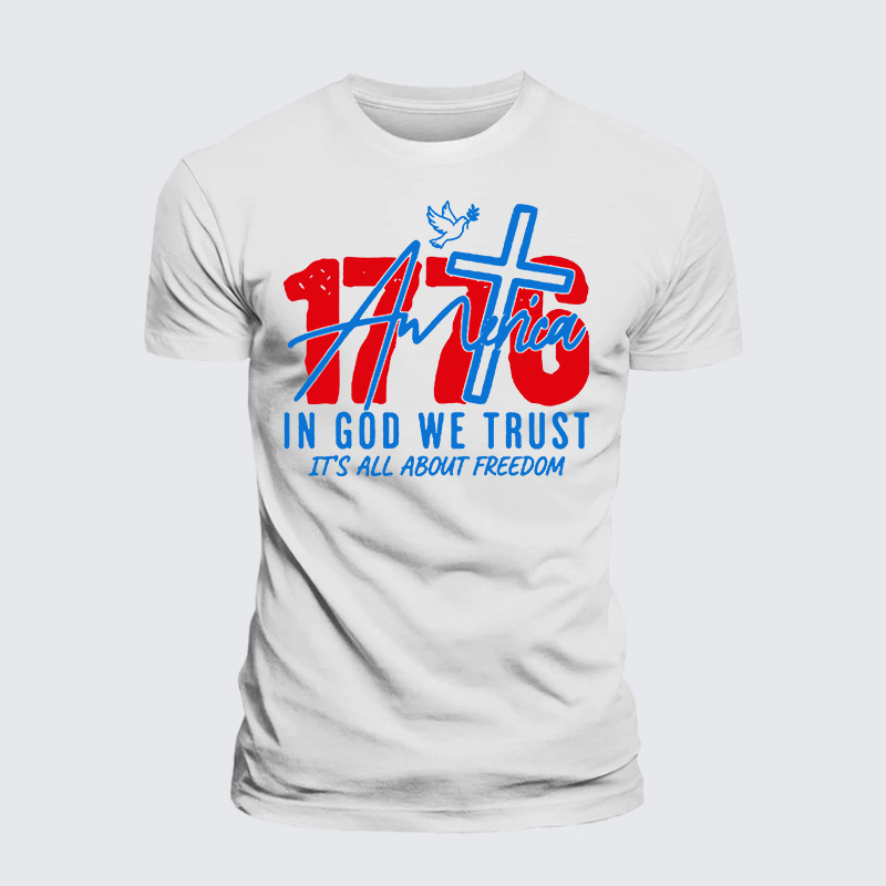 1776 In God We Trust Jesus God Christian Premium Mercerized Cotton Tee