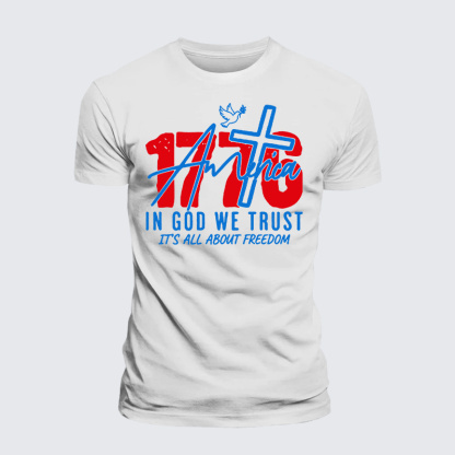 1776 In God We Trust Jesus God Christian Premium Mercerized Cotton Tee