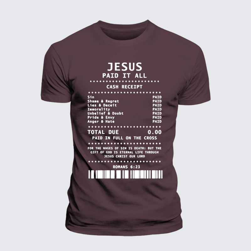 Jesus Paid It All Jesus God Christian Premium Mercerized Cotton Tee