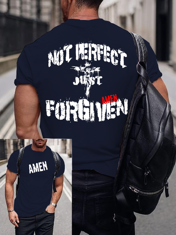 Not Perfect Just Forgiven Jesus God Christian Cotton T-Shirt