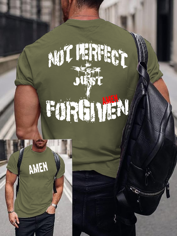 Not Perfect Just Forgiven Jesus God Christian Cotton T-Shirt
