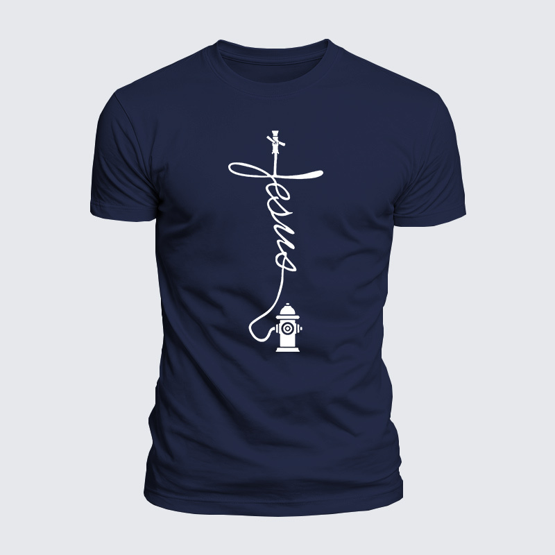 Firefighter Jesus God Christian  – Luxe Mercerized Interlock Cotton Tee