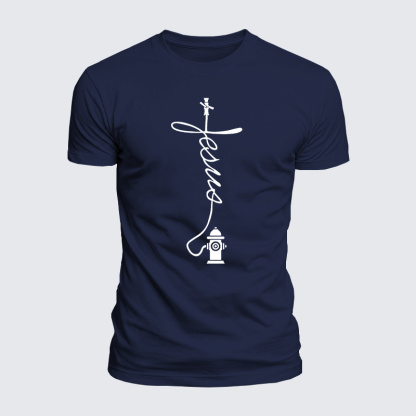 Firefighter Jesus God Christian  – Luxe Mercerized Interlock Cotton Tee