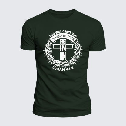 God Will Carry You Through The Storm Jesus God Christian  – Luxe Mercerized Interlock Cotton Tee