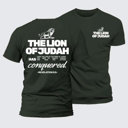The Lion Of Judah Jesus God Christian Premium Mercerized Cotton Tee