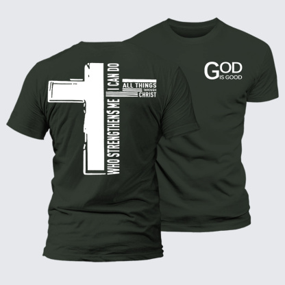 God Is Good Philippians 4:13 Jesus God Christian Premium Mercerized Cotton Tee