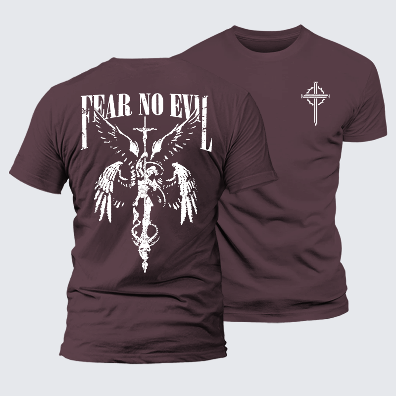 Fear No Evil Jesus God Christian Premium Mercerized Cotton Tee