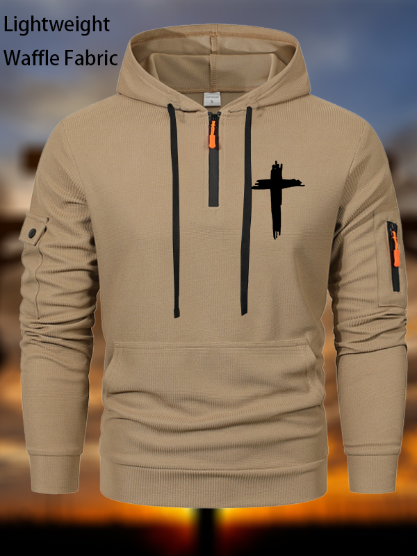 Cross Printed Zipper Hoodies