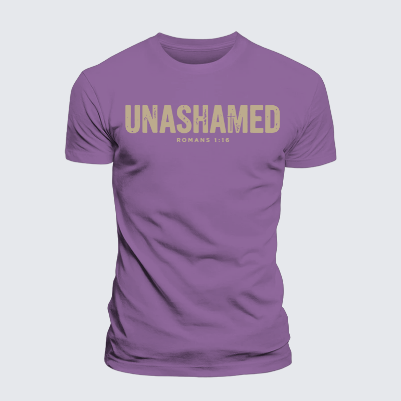 UNASHAMED Romans 1:16 Jesus God Christian Premium Mercerized Cotton Tee