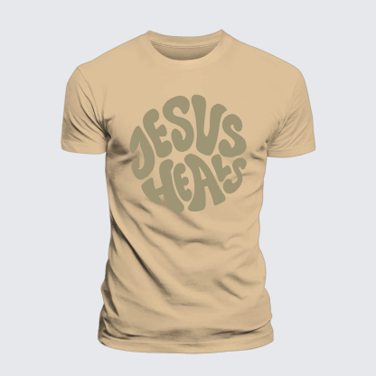 Jesus Heals Jesus God Christian Premium Mercerized Cotton Tee