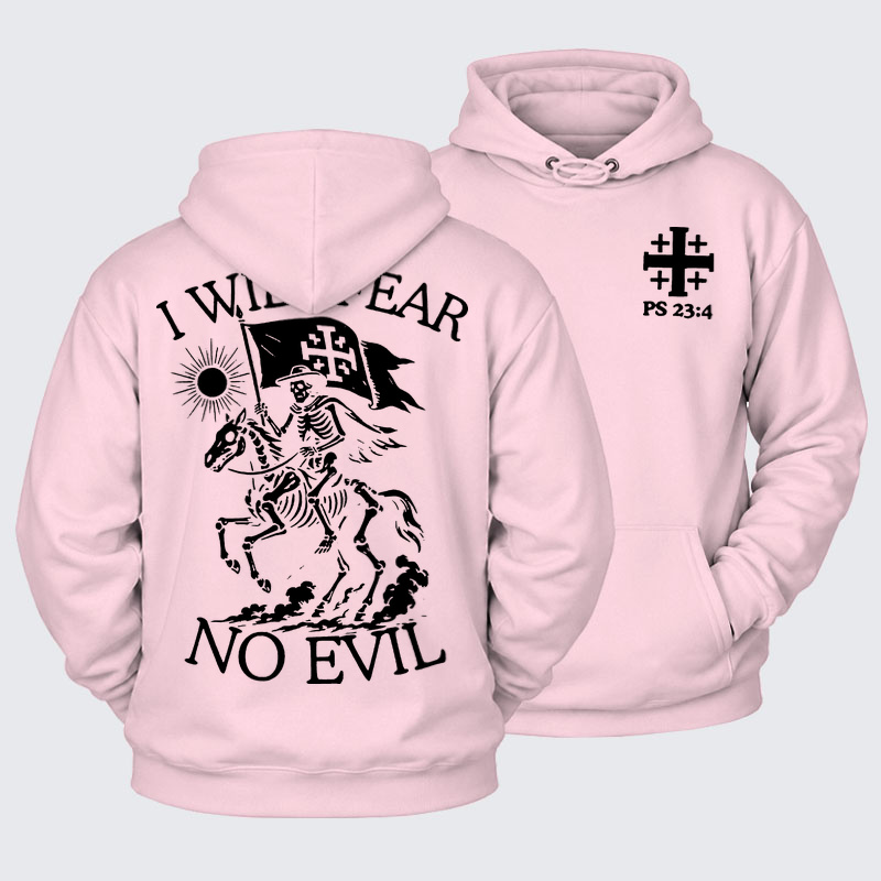 Plush Fleece-Lined Hoodie - I Will Fear - Light Pink (front and back)