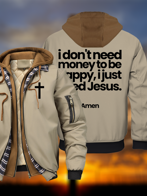 I Just Need Jesus Warm Hooded Bomber Jacket