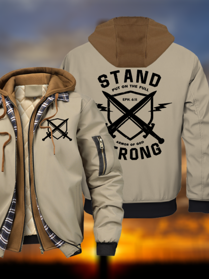 Stand Strong Warm Hooded Bomber Jacket