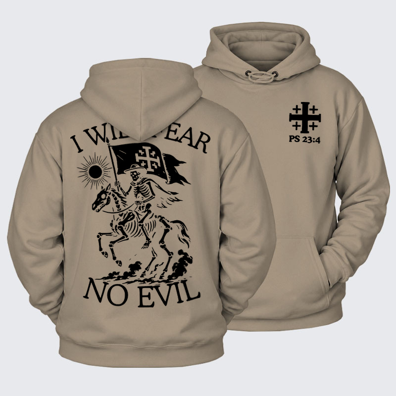 Plush Fleece-Lined Hoodie - I Will Fear - Gray Coffee (front and back)