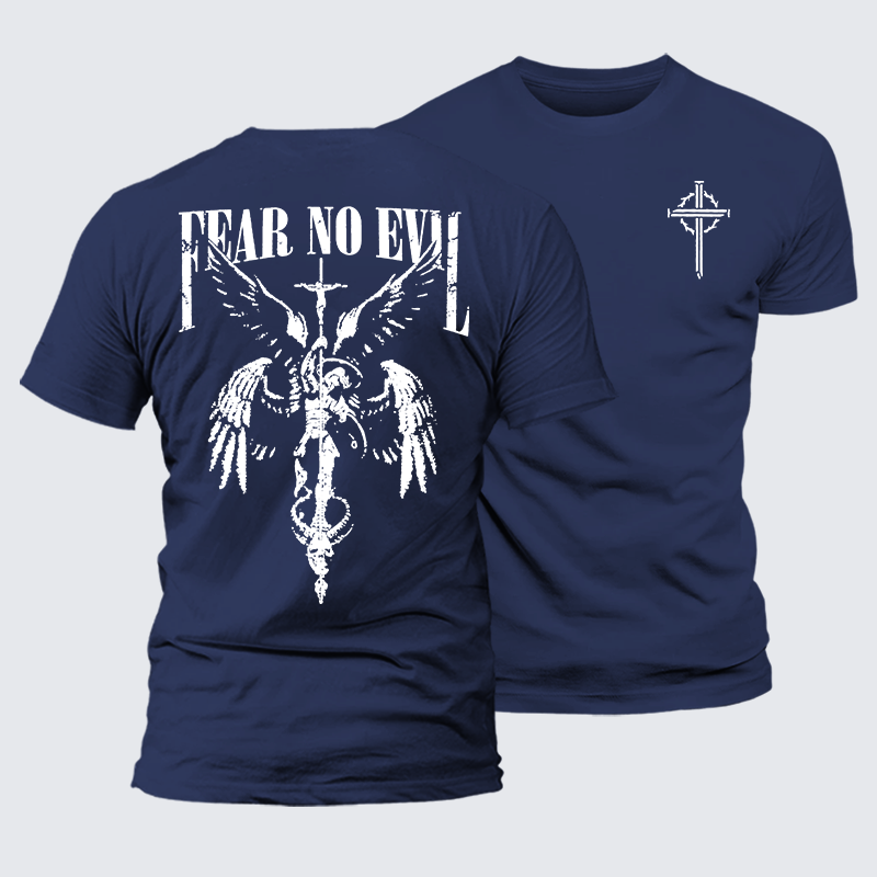 Fear No Evil Jesus God Christian Premium Mercerized Cotton Tee