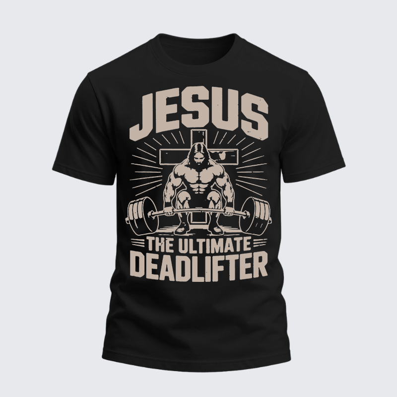 Heavyweight Cotton Tee - Jesus The Ultimate Deadlifter