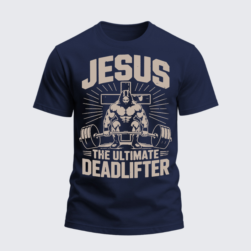 Heavyweight Cotton Tee - Jesus The Ultimate Deadlifter