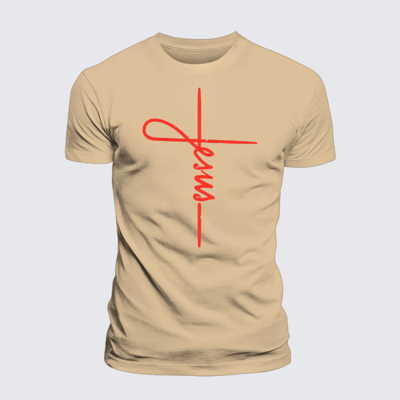 Jesus Cross Jesus God Christian Premium Mercerized Cotton Tee