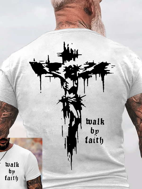 Walk By Faith Jesus God Christian Cotton T-Shirt