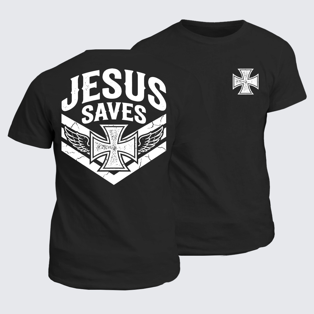 Jesus Saves Jesus God Christian Cotton T-Shirt