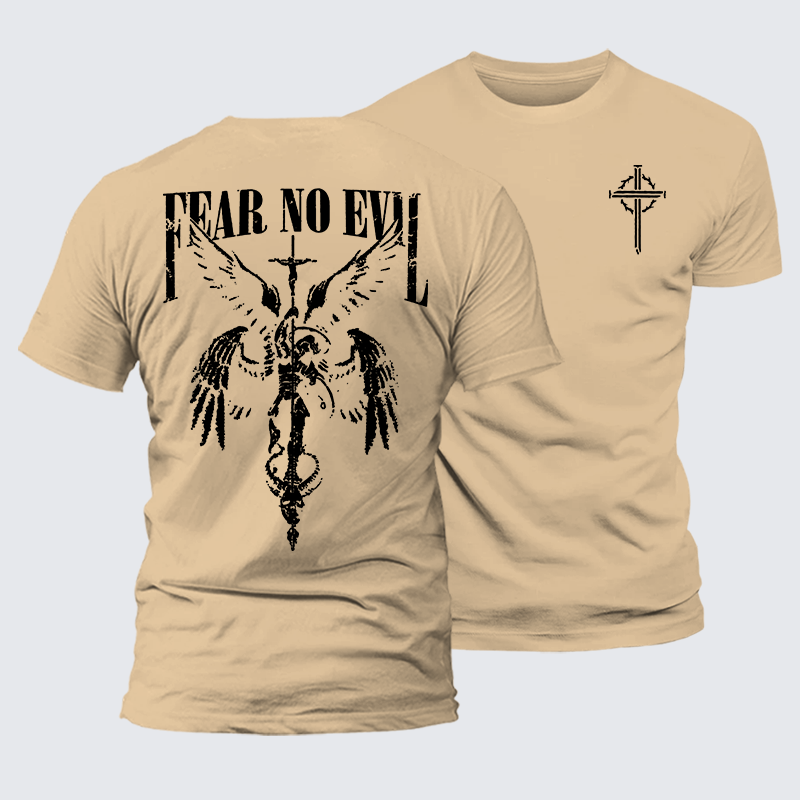 Fear No Evil Jesus God Christian Premium Mercerized Cotton Tee
