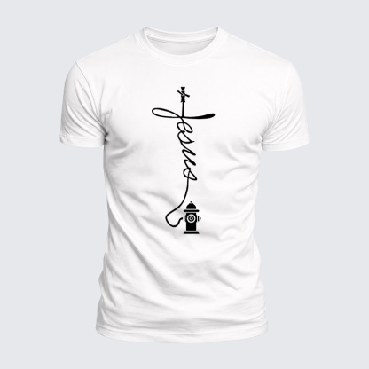 Firefighter Jesus God Christian  – Luxe Mercerized Interlock Cotton Tee