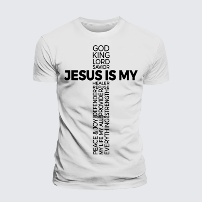 Jesus Is My God King Lord And Savior Jesus God Christian Premium Mercerized Cotton Tee