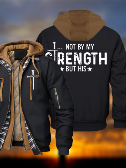Not By My Strength But His Warm Hooded Bomber Jacket