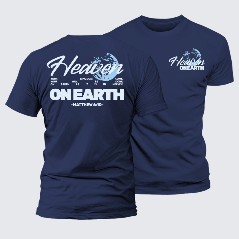 Heaven On Earth Jesus God Christian Premium Mercerized Cotton Tee