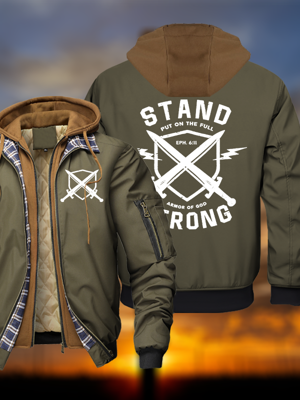 Stand Strong Warm Hooded Bomber Jacket