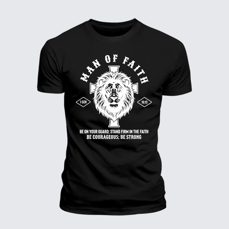 Man Of God Husband Dad Jesus God Christian Cotton T-Shirt