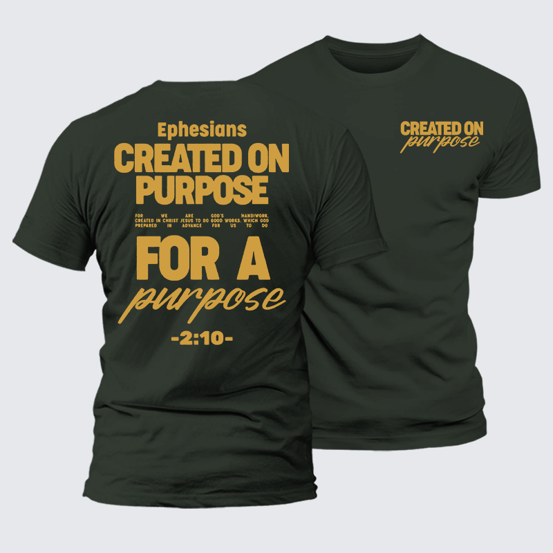 Created On Purpose Jesus God Christian Premium Mercerized Cotton Tee