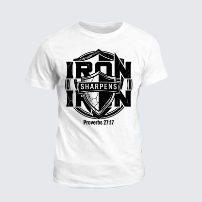 Iron Sharpens Iron - Proverbs 27:17 Jesus God Christian Cotton T-Shirt