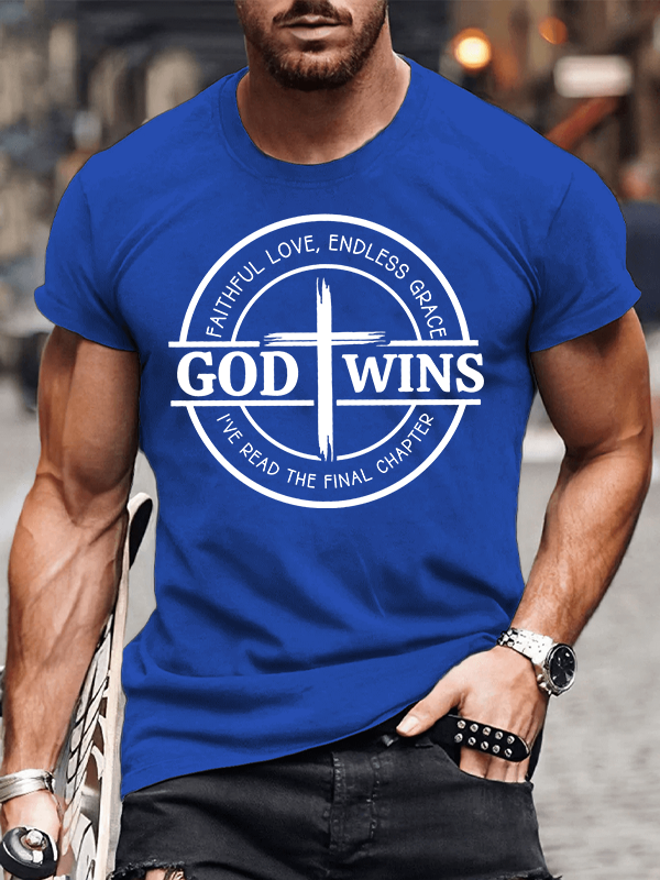 God Wins Jesus God Christian Cotton T-Shirt